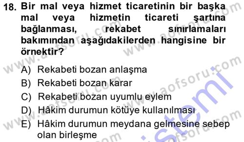 Ticaret Hukuku 1 Dersi 2014 - 2015 Yılı (Vize) Ara Sınav Soruları 18. Soru