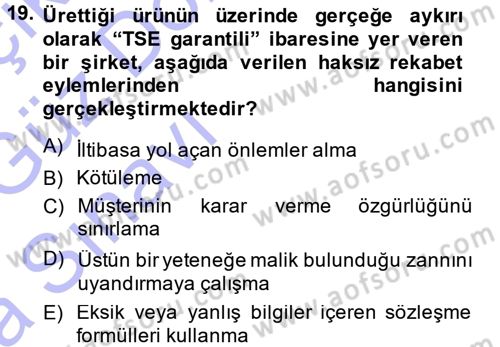 Ticaret Hukuku 1 Dersi 2014 - 2015 Yılı (Vize) Ara Sınav Soruları 19. Soru