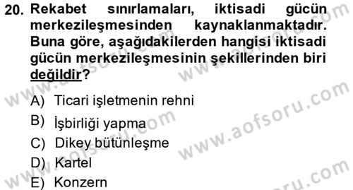 Ticaret Hukuku 1 Dersi 2014 - 2015 Yılı (Vize) Ara Sınav Soruları 20. Soru
