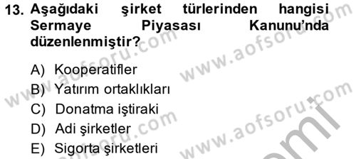 Ticaret Hukuku 1 Dersi 2014 - 2015 Yılı (Final) Dönem Sonu Sınavı 13. Soru