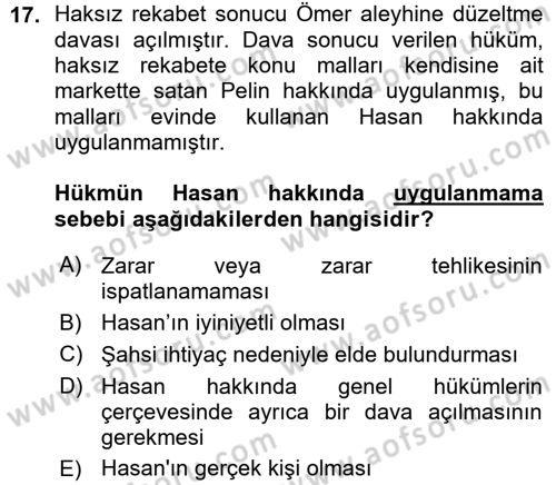 Ticaret Hukuku 1 Dersi 2015 - 2016 Yılı (Vize) Ara Sınavı 17. Soru