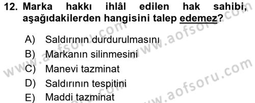 Ticaret Hukuku 1 Dersi 2016 - 2017 Yılı (Vize) Ara Sınavı 12. Soru