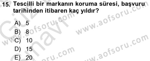 Ticaret Hukuku 1 Dersi 2016 - 2017 Yılı (Vize) Ara Sınavı 15. Soru