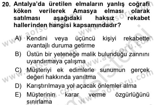 Ticaret Hukuku 1 Dersi 2016 - 2017 Yılı (Vize) Ara Sınavı 20. Soru