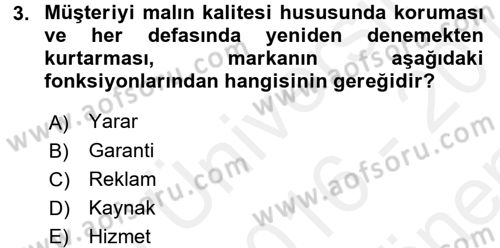 Ticaret Hukuku 1 Dersi 2016 - 2017 Yılı (Final) Dönem Sonu Sınav Soruları 3. Soru