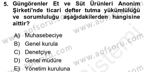 Ticaret Hukuku 1 Dersi 2016 - 2017 Yılı (Final) Dönem Sonu Sınav Soruları 5. Soru