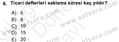 Ticaret Hukuku 1 Dersi 2016 - 2017 Yılı (Final) Dönem Sonu Sınav Soruları 6. Soru