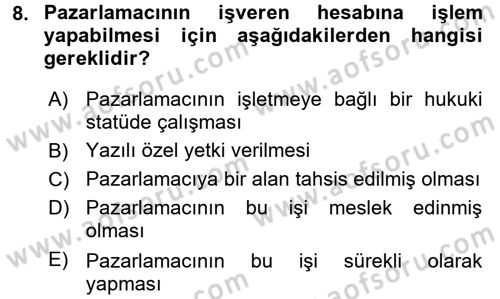 Ticaret Hukuku 1 Dersi 2016 - 2017 Yılı (Final) Dönem Sonu Sınav Soruları 8. Soru
