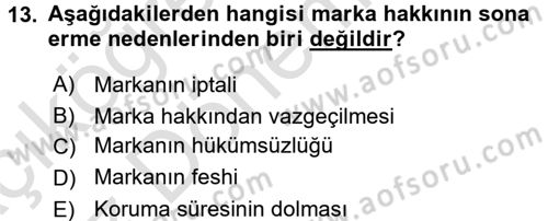 Ticaret Hukuku 1 Dersi 2017 - 2018 Yılı (Vize) Ara Sınav Soruları 13. Soru
