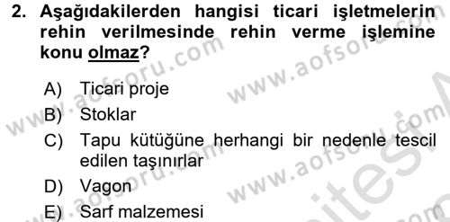 Ticaret Hukuku 1 Dersi 2017 - 2018 Yılı (Vize) Ara Sınav Soruları 2. Soru