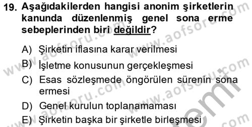 Ticaret Hukuku 2 Dersi 2013 - 2014 Yılı (Vize) Ara Sınav Soruları 19. Soru
