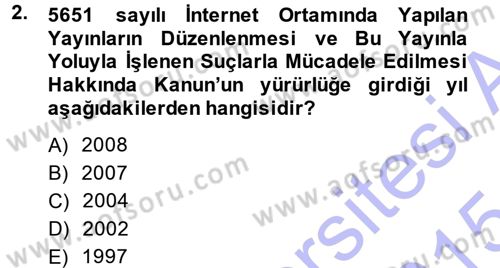 Medya Hukuku Dersi 2014 - 2015 Yılı (Vize) Ara Sınavı 2. Soru