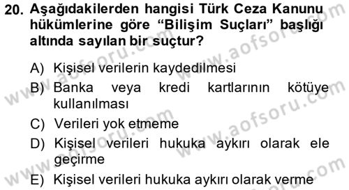 Medya Hukuku Dersi 2014 - 2015 Yılı (Vize) Ara Sınav Soruları 20. Soru
