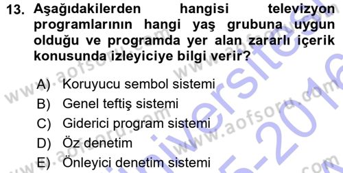 Medya Hukuku Dersi 2015 - 2016 Yılı (Vize) Ara Sınavı 13. Soru