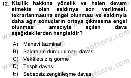 Medya Hukuku Dersi 2015 - 2016 Yılı (Final) Dönem Sonu Sınav Soruları 12. Soru