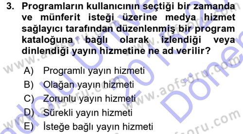 Medya Hukuku Dersi 2015 - 2016 Yılı (Final) Dönem Sonu Sınav Soruları 3. Soru
