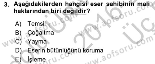 Medya Hukuku Dersi 2016 - 2017 Yılı 3 Ders Sınav Soruları 3. Soru