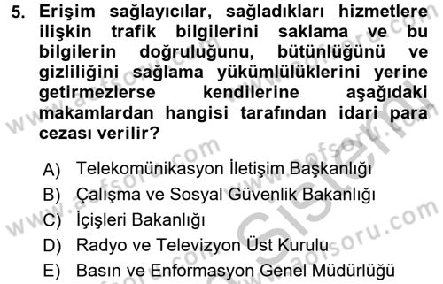 Medya Hukuku Dersi 2016 - 2017 Yılı 3 Ders Sınav Soruları 5. Soru