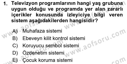 Medya Hukuku Dersi 2016 - 2017 Yılı (Final) Dönem Sonu Sınavı 1. Soru