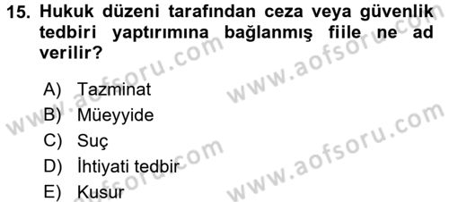 Medya Hukuku Dersi 2017 - 2018 Yılı (Vize) Ara Sınavı 15. Soru