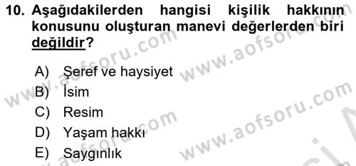 Medya Hukuku Dersi 2018 - 2019 Yılı 3 Ders Sınav Soruları 10. Soru