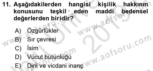 Medya Hukuku Dersi 2018 - 2019 Yılı 3 Ders Sınav Soruları 11. Soru