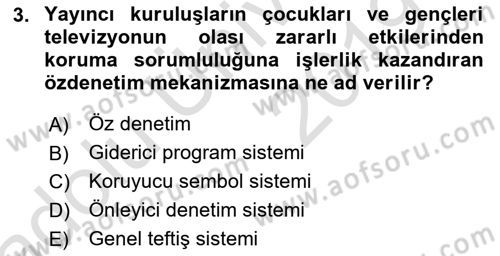 Medya Hukuku Dersi 2018 - 2019 Yılı 3 Ders Sınav Soruları 3. Soru