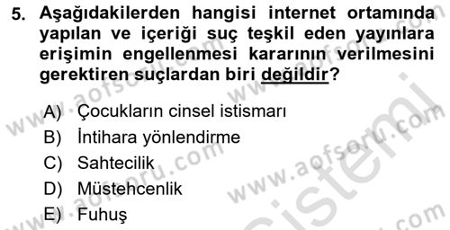 Medya Hukuku Dersi 2018 - 2019 Yılı 3 Ders Sınav Soruları 5. Soru