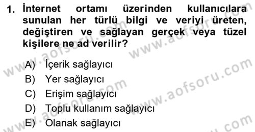 Medya Hukuku Dersi 2018 - 2019 Yılı (Vize) Ara Sınav Soruları 1. Soru