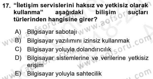 Medya Hukuku Dersi 2018 - 2019 Yılı (Vize) Ara Sınav Soruları 17. Soru