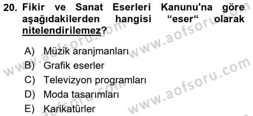Medya Hukuku Dersi 2018 - 2019 Yılı (Vize) Ara Sınav Soruları 20. Soru