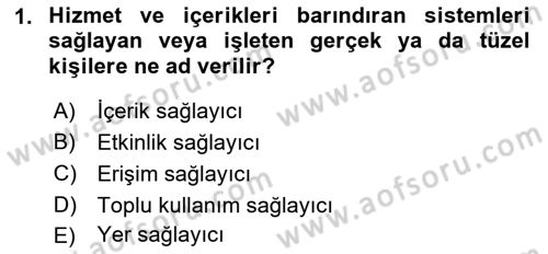 Medya Hukuku Dersi 2018 - 2019 Yılı (Final) Dönem Sonu Sınav Soruları 1. Soru
