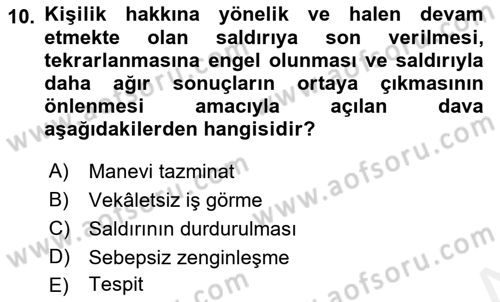 Medya Hukuku Dersi 2018 - 2019 Yılı (Final) Dönem Sonu Sınav Soruları 10. Soru