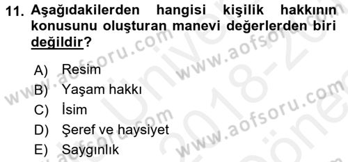 Medya Hukuku Dersi 2018 - 2019 Yılı (Final) Dönem Sonu Sınav Soruları 11. Soru