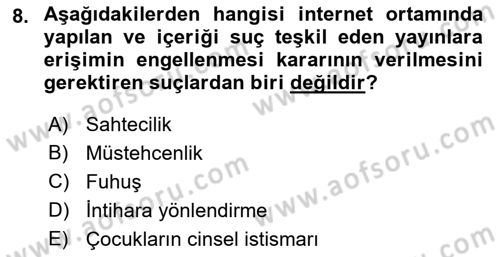 Medya Hukuku Dersi 2018 - 2019 Yılı (Final) Dönem Sonu Sınav Soruları 8. Soru