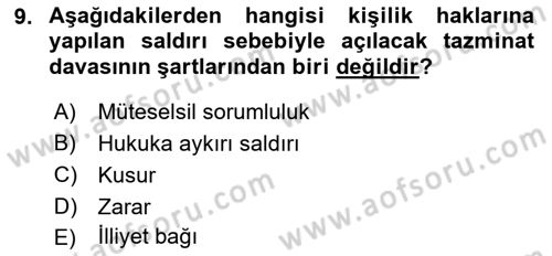 Medya Hukuku Dersi 2018 - 2019 Yılı (Final) Dönem Sonu Sınav Soruları 9. Soru