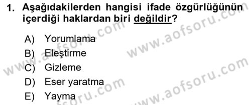 Medya Hukuku Dersi 2018 - 2019 Yılı Yaz Okulu Sınav Soruları 1. Soru