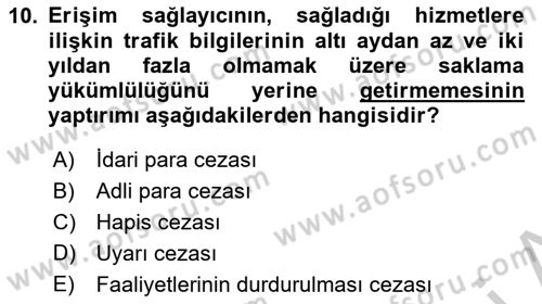 Medya Hukuku Dersi 2018 - 2019 Yılı Yaz Okulu Sınav Soruları 10. Soru