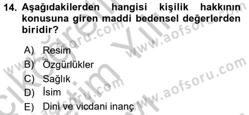 Medya Hukuku Dersi 2018 - 2019 Yılı Yaz Okulu Sınav Soruları 14. Soru