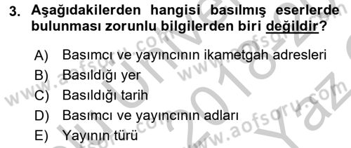 Medya Hukuku Dersi 2018 - 2019 Yılı Yaz Okulu Sınav Soruları 3. Soru