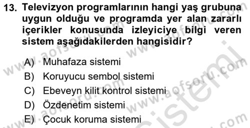 Medya Hukuku Dersi 2019 - 2020 Yılı (Vize) Ara Sınavı 13. Soru