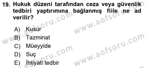 Medya Hukuku Dersi 2019 - 2020 Yılı (Vize) Ara Sınavı 19. Soru