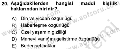 Medya Hukuku Dersi 2019 - 2020 Yılı (Vize) Ara Sınavı 20. Soru