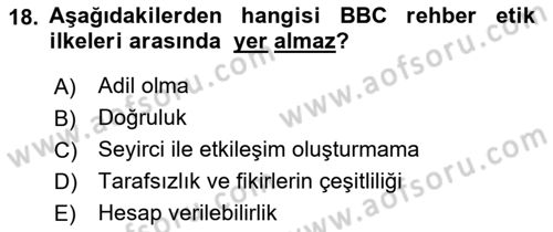 Medya Hukuku Dersi 2019 - 2020 Yılı (Final) Dönem Sonu Sınavı 18. Soru