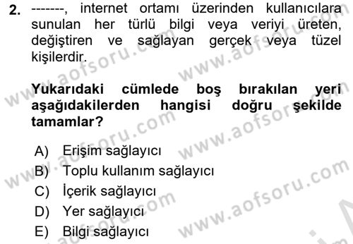 Medya Hukuku Dersi 2020 - 2021 Yılı Yaz Okulu Sınavı 2. Soru