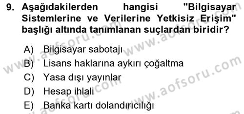 Medya Hukuku Dersi 2020 - 2021 Yılı Yaz Okulu Sınavı 9. Soru