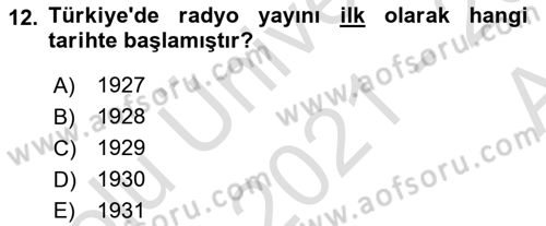 Medya Hukuku Dersi 2021 - 2022 Yılı (Vize) Ara Sınav Soruları 12. Soru