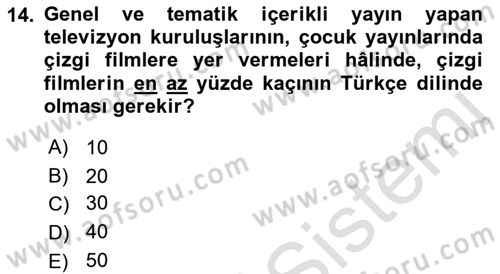 Medya Hukuku Dersi 2021 - 2022 Yılı (Vize) Ara Sınav Soruları 14. Soru