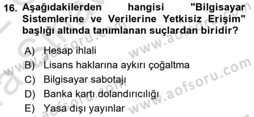 Medya Hukuku Dersi 2021 - 2022 Yılı (Vize) Ara Sınav Soruları 16. Soru