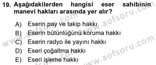 Medya Hukuku Dersi 2021 - 2022 Yılı (Vize) Ara Sınav Soruları 19. Soru